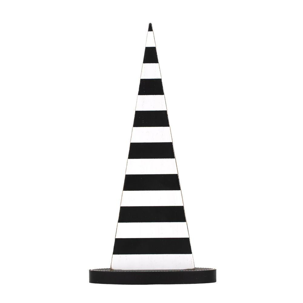 Wood Witch Hat with Black and White Stripes