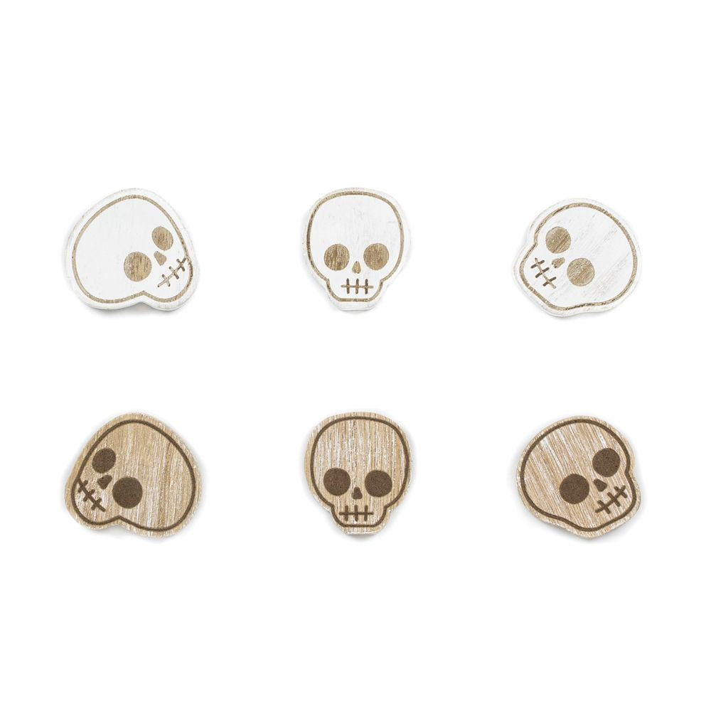 Halloween Wood Skull Shapes - Set of 6