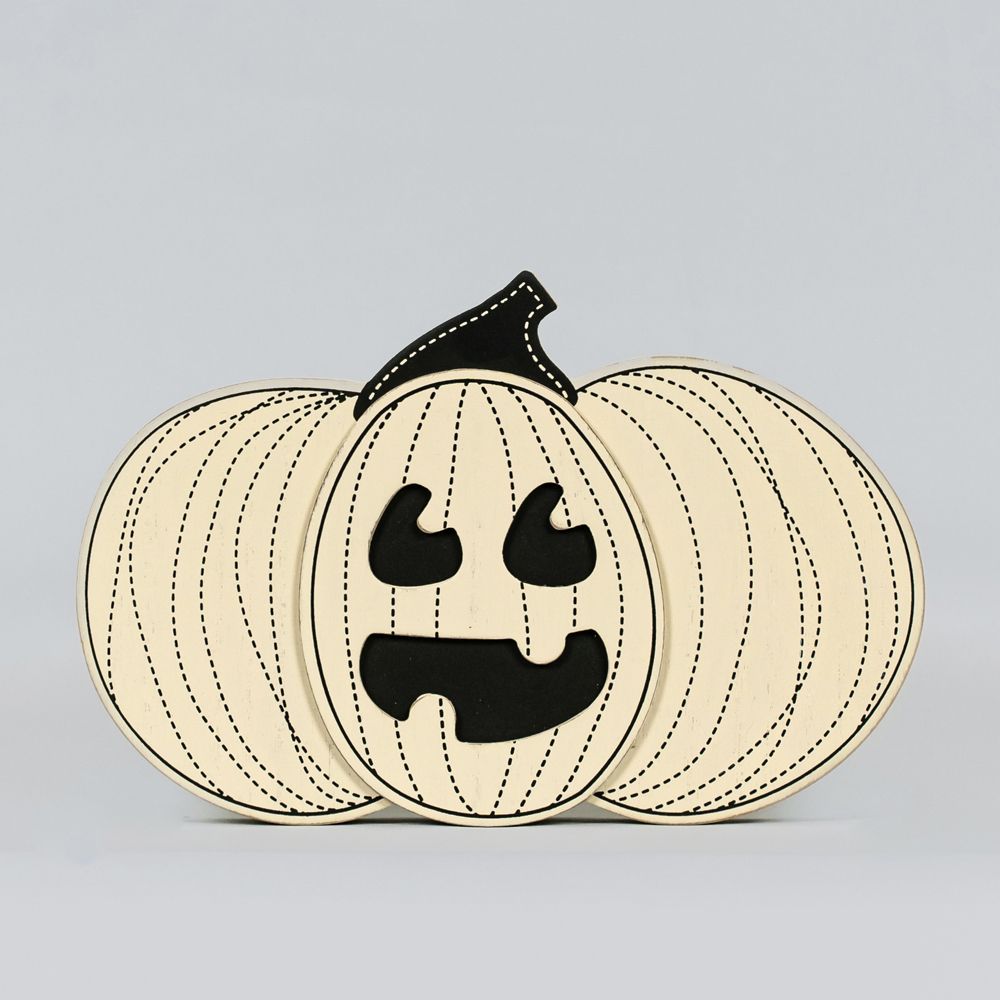 Jack-o'-Lantern Chunky Wood Decor