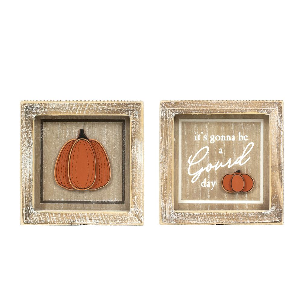5x5 Reversible Pumpkin Wood Sign