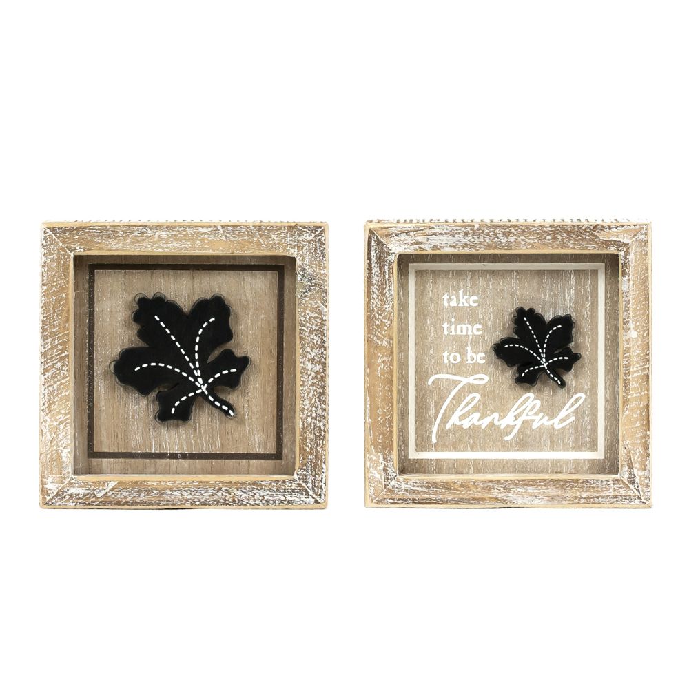 5x5 Reversible Wood Frame Sign - Flower/Thankful