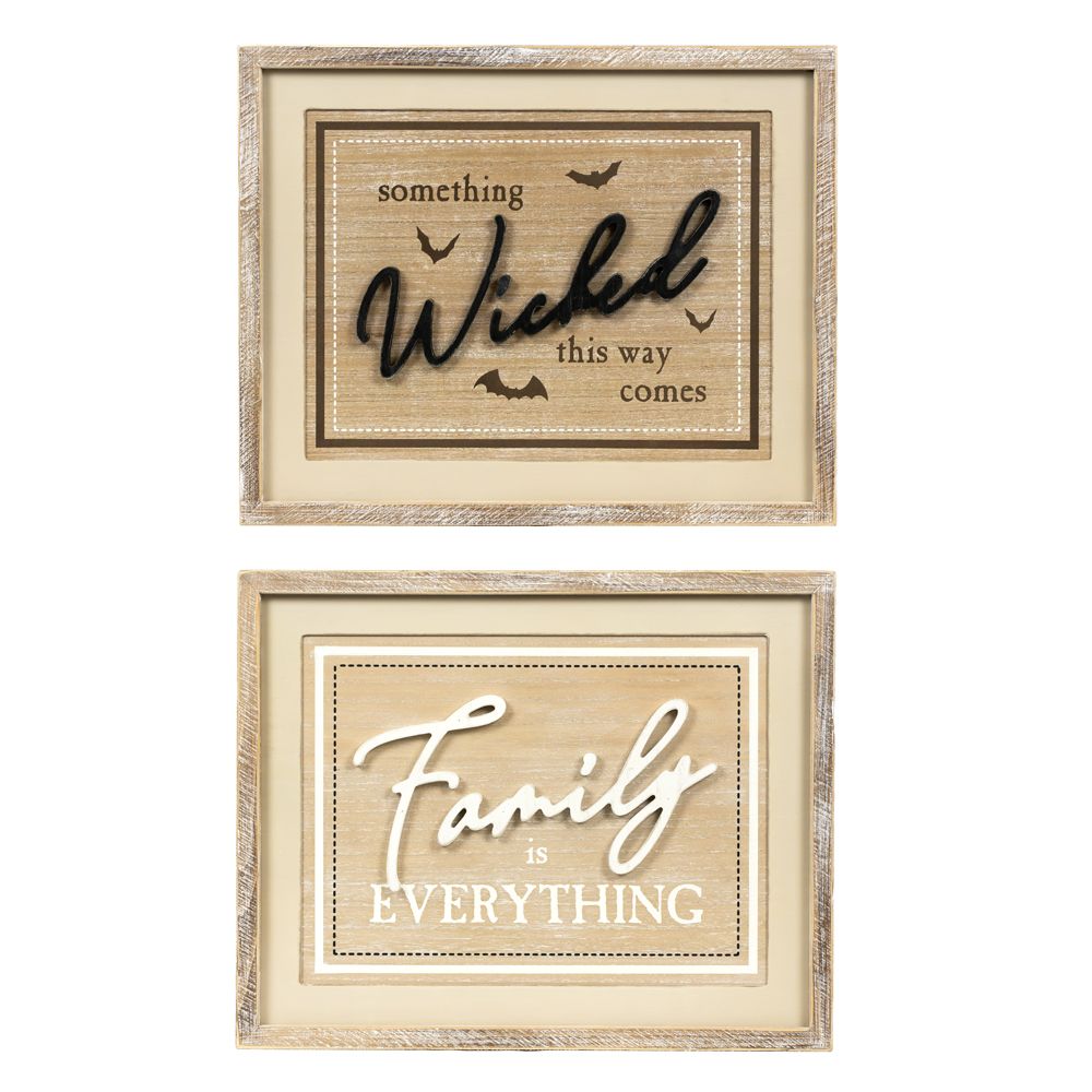 Reversible Wood Frame Sign - Family/Wicked