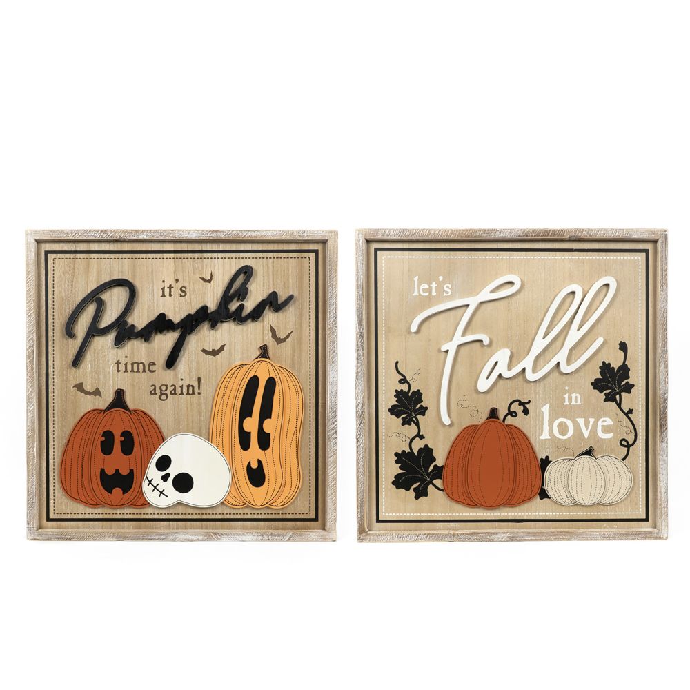 Fall/Pumpkin Reversible Wood Frame Sign