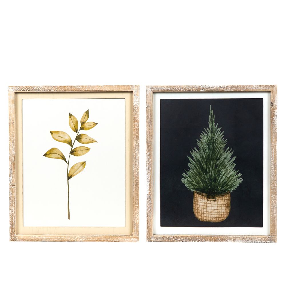 16x19 Reversible Wood Frame Sign - Pine & Leaves