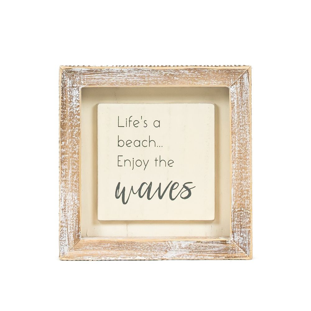 Waves Wood Frame Sign