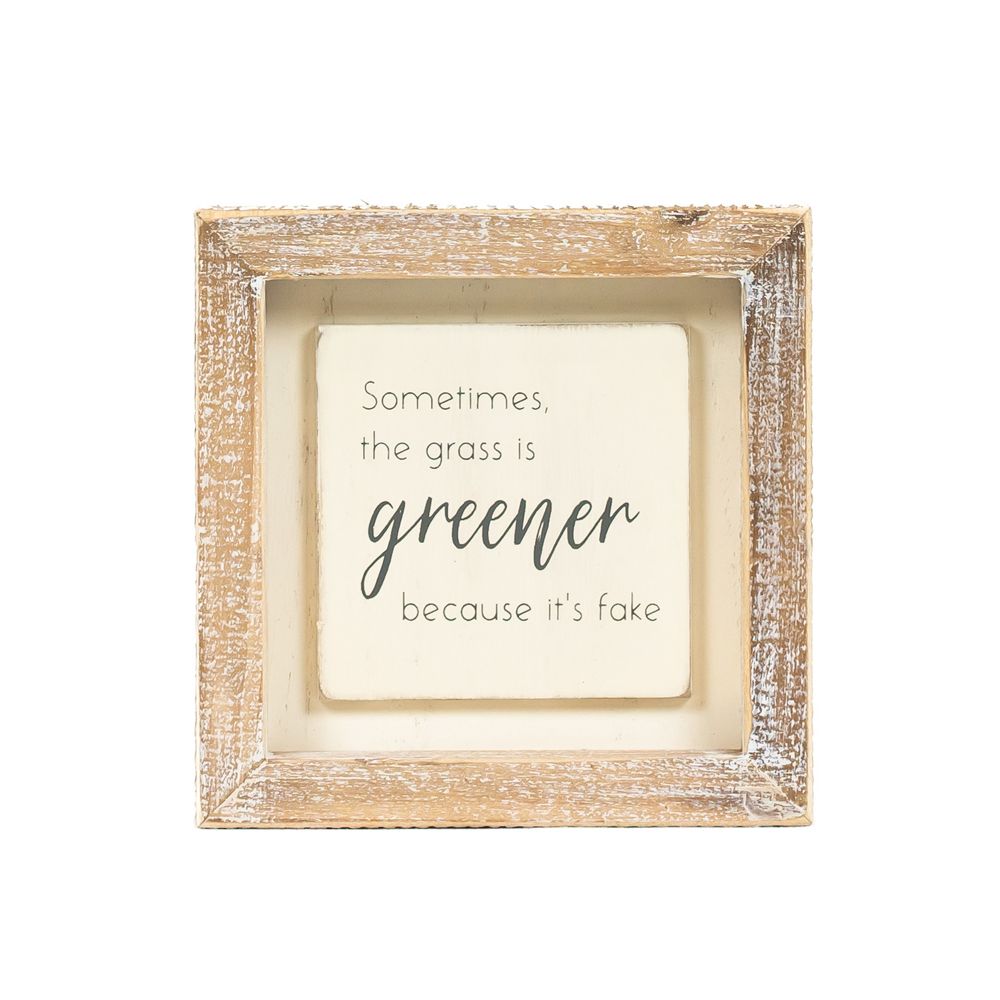 5x5 Wood Frame Sign - Greener Humor