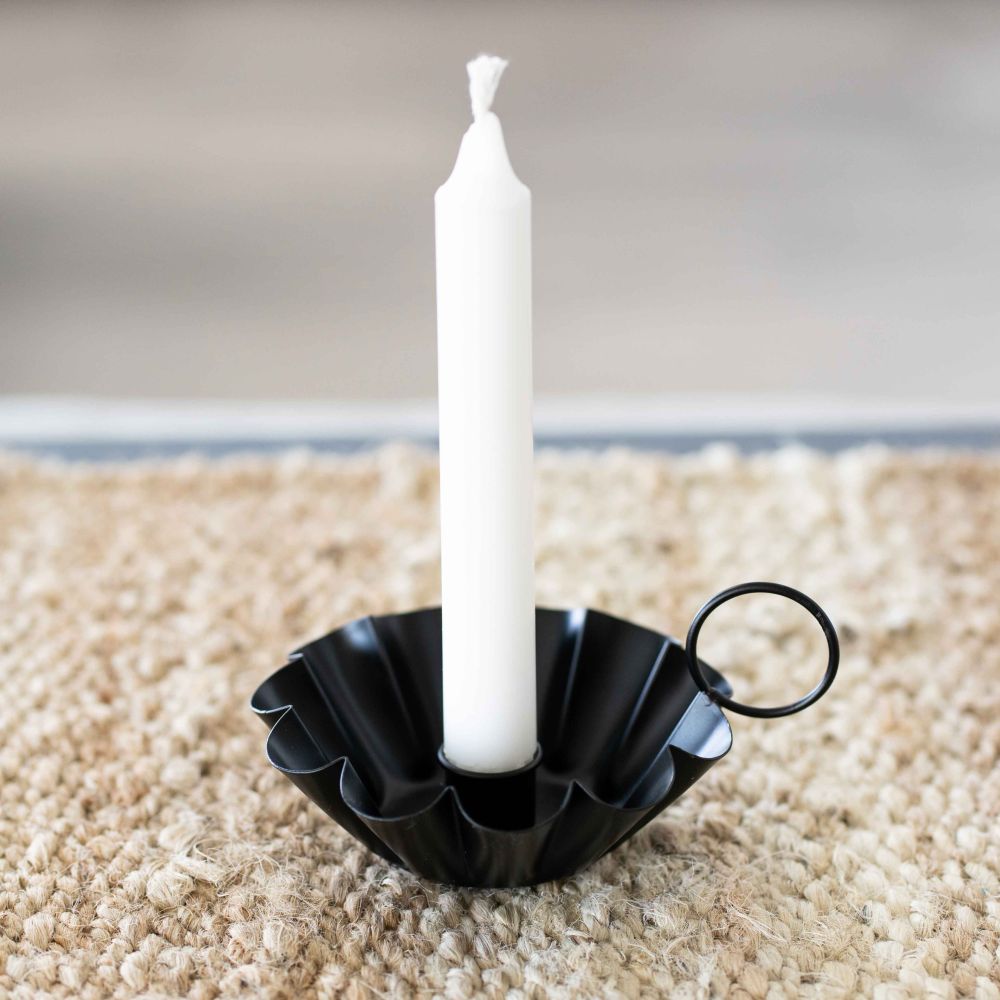 6x3x5 Iron Sampat Candle Holder - Black