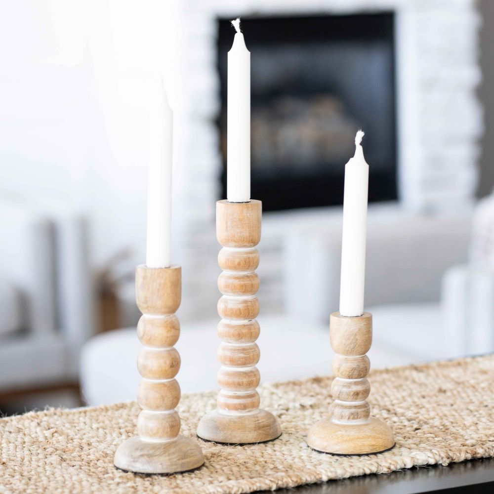 Mango Wood Candle Holders Set of 3