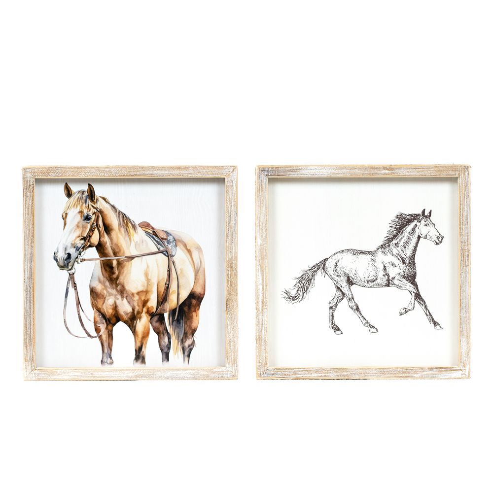 10x10 Reversible Horse Wood Frame Sign