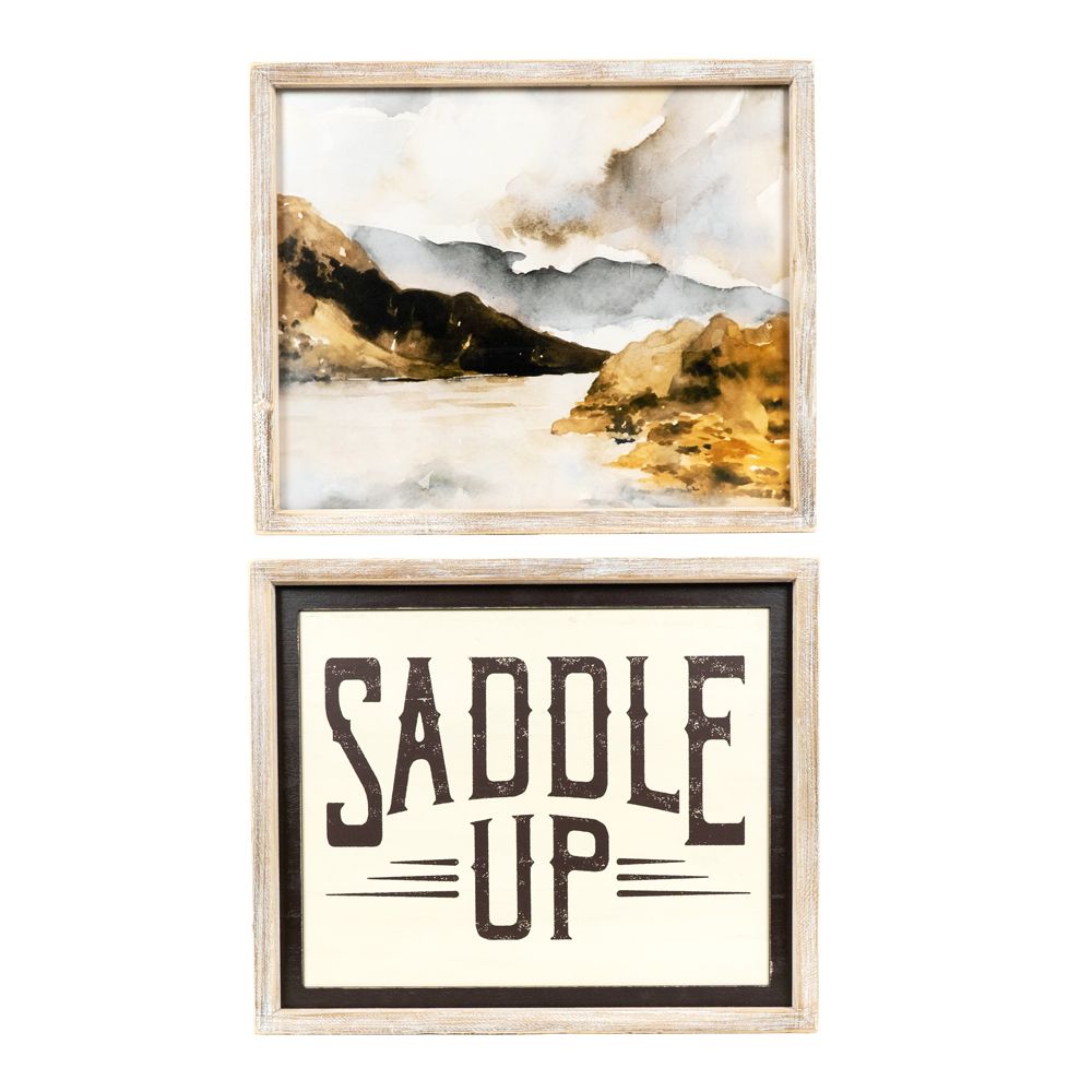 Reversible Wood Frame Sign - River/Saddle