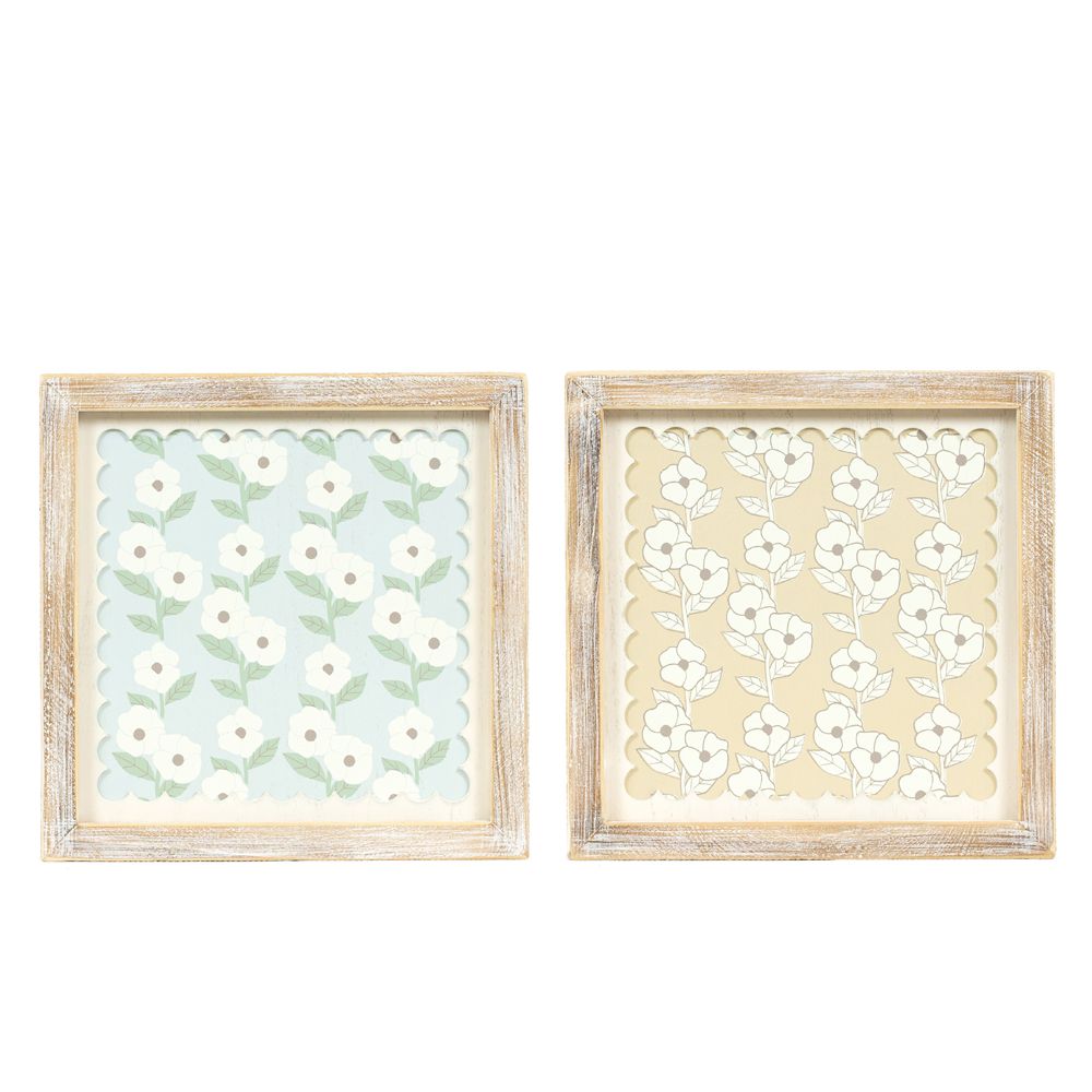 10x10 Reversible Wood Frame Sign - Flower Multicolor