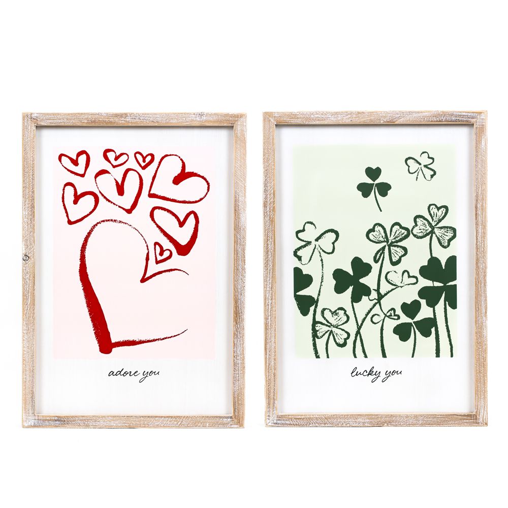 ADORE/LUCKY Reversible Wood Frame Sign