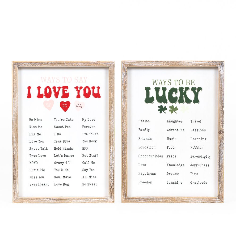 Love & Lucky Reversible Wood Frame Sign