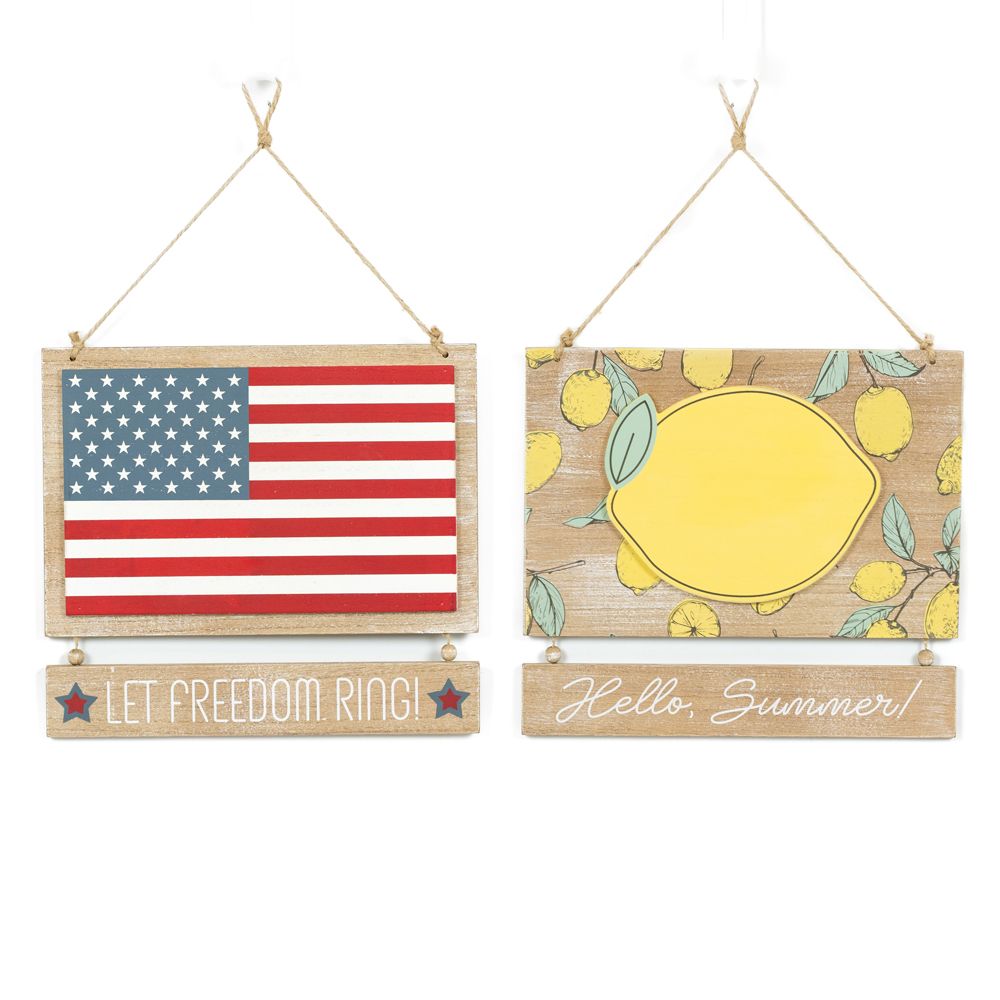 Reversible Summer & Freedom Wood Sign