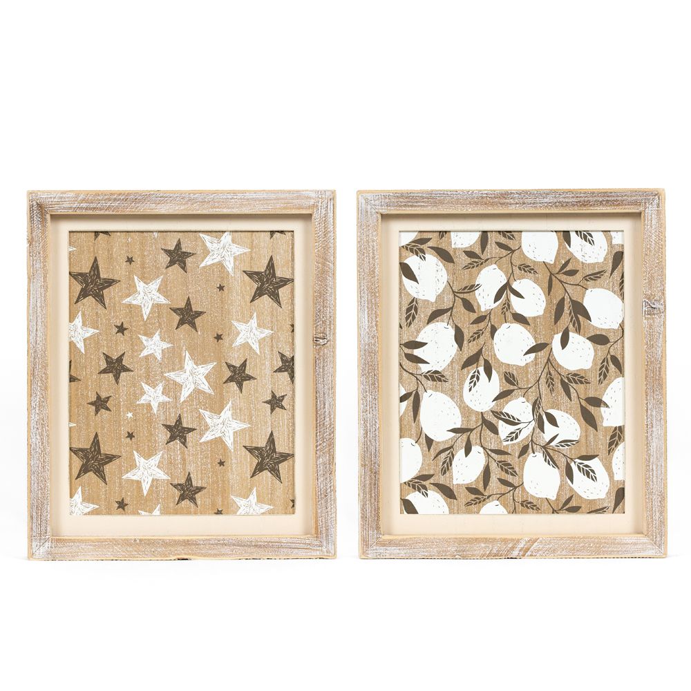 10x12 Reversible Wood Frame Sign - Stars and Lemons