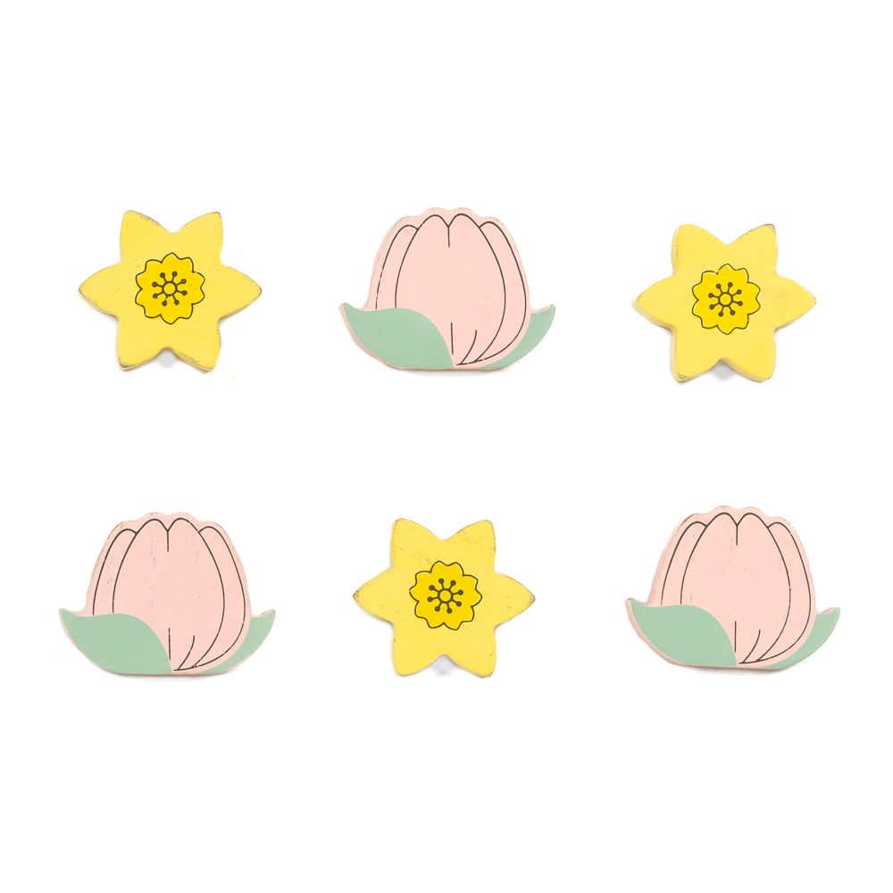 Tulips & Daffodils Wood Shapes Set of 6