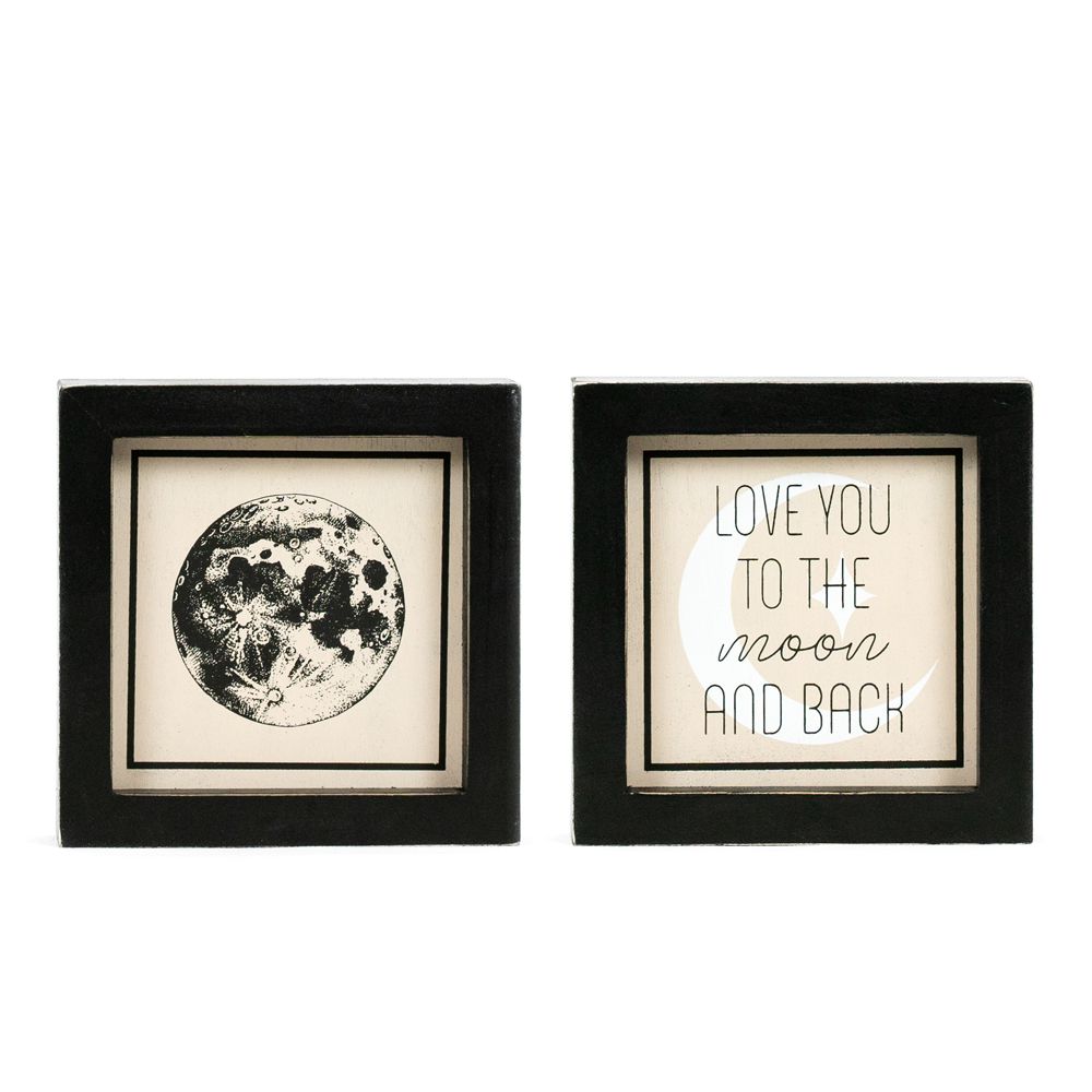 Moon/Love Reversible Wood Sign