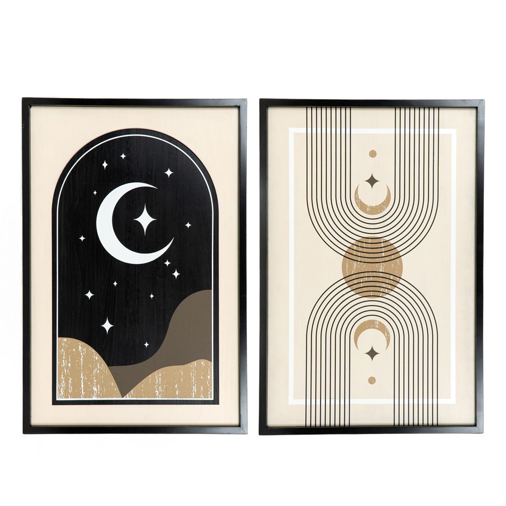 Moon Wood Frame Sign - Reversible Neutral Mod Design