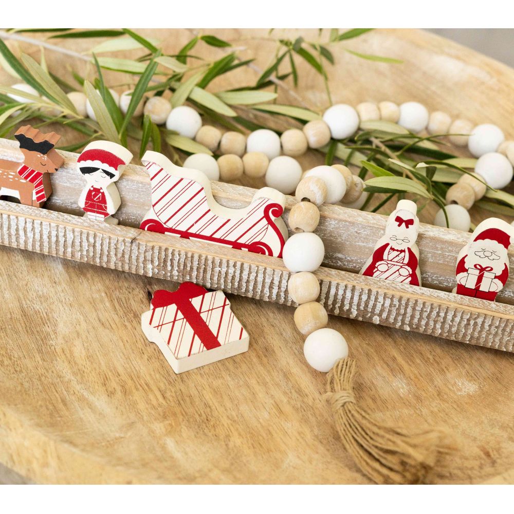 Christmas Santa Wood Shapes Set - Festive Decor