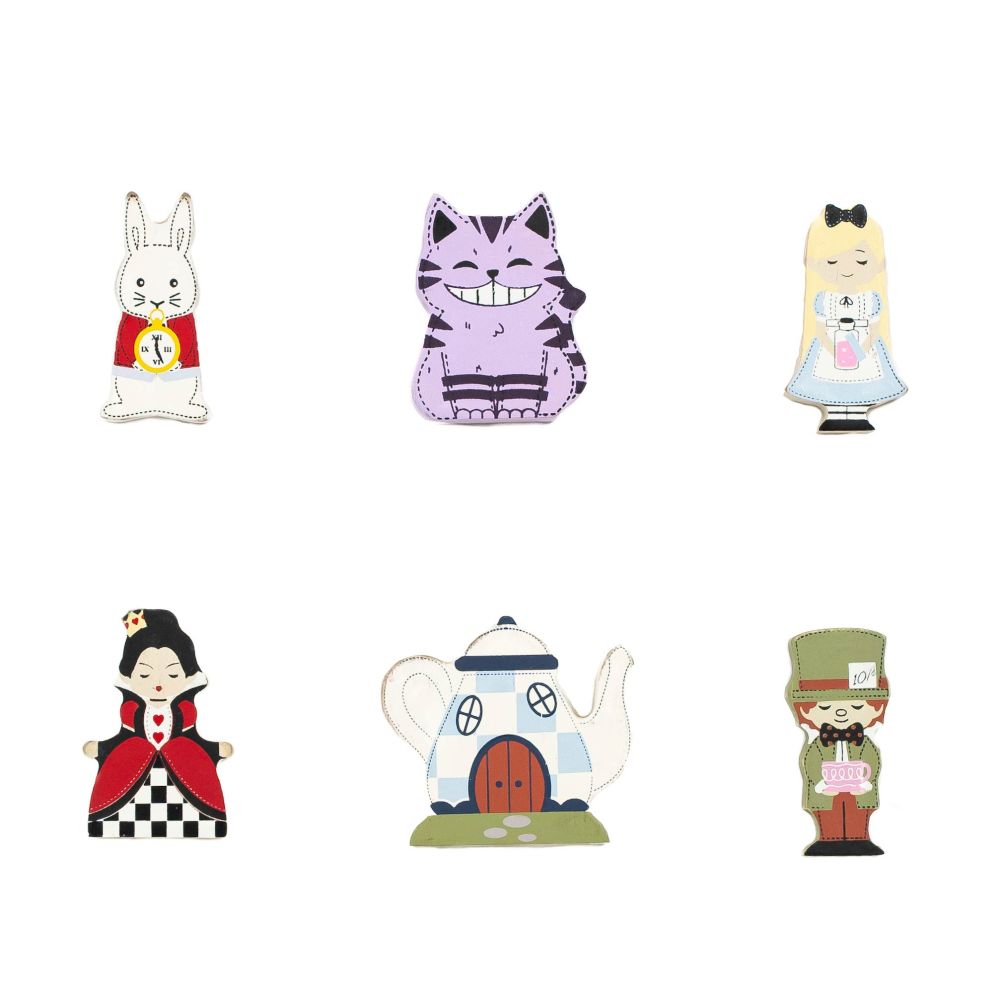 Alice in Wonderland Wood Shapes Set of 6
