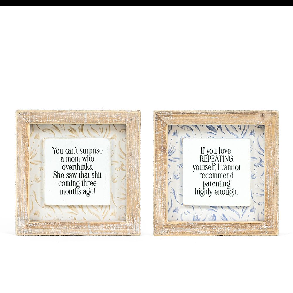Reversible Wood Frame Sign - Parenting/Overthinking
