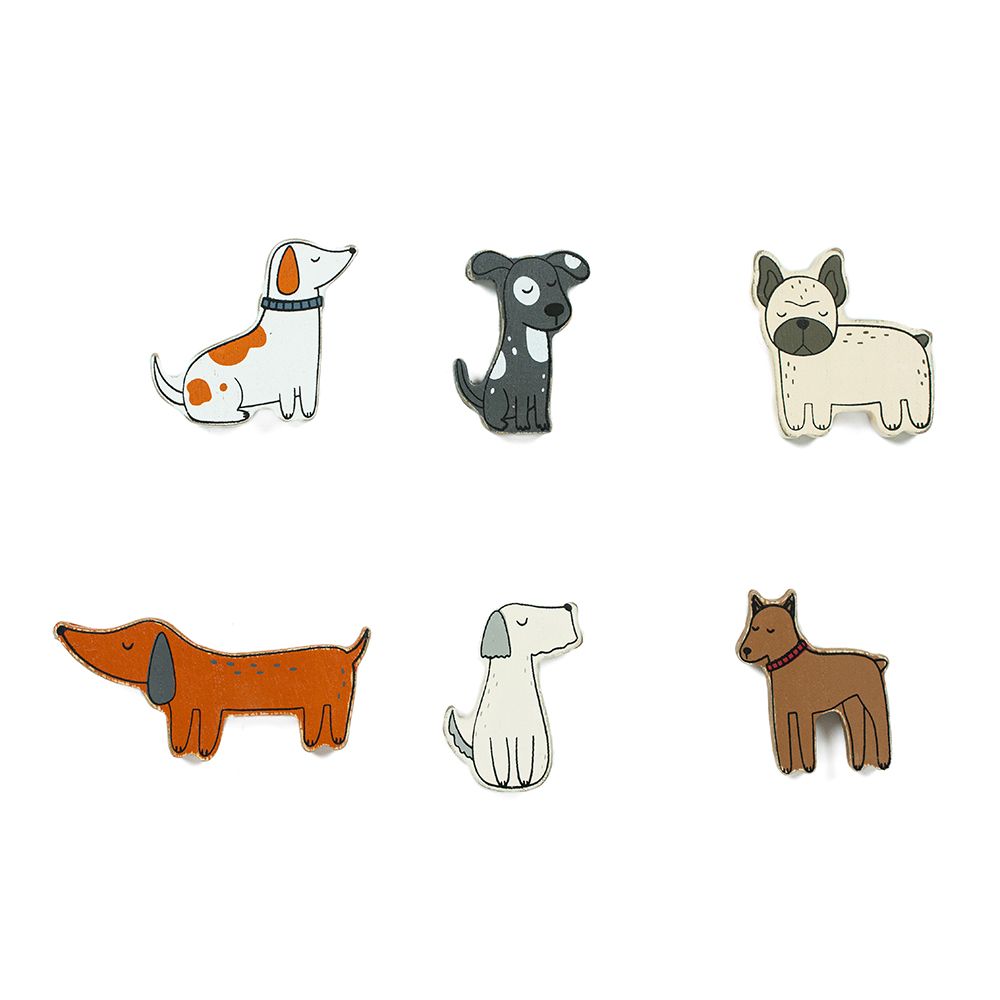 Wooden Dog Shapes Multicolor Set