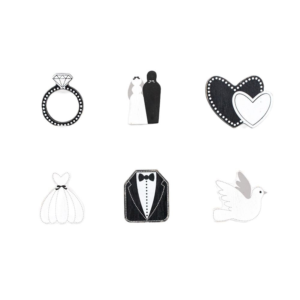 Wedding Wood Shapes Set of 6