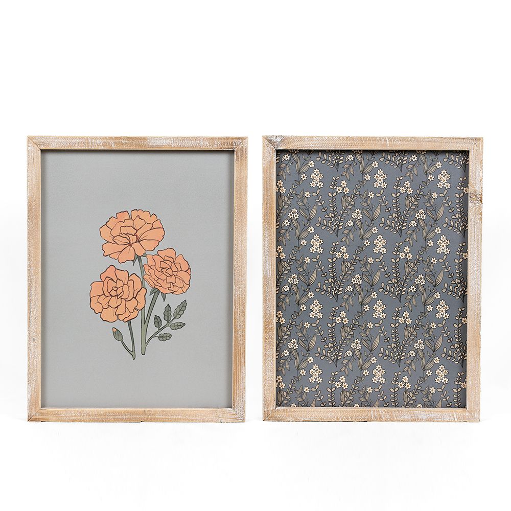 Wood Frame Sign with Marigold Pattern