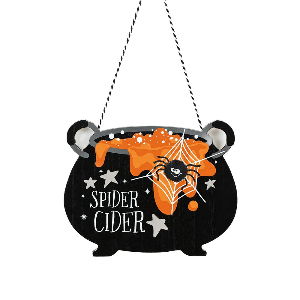 Cauldron Pumpkins & Sweets Wood Ornament