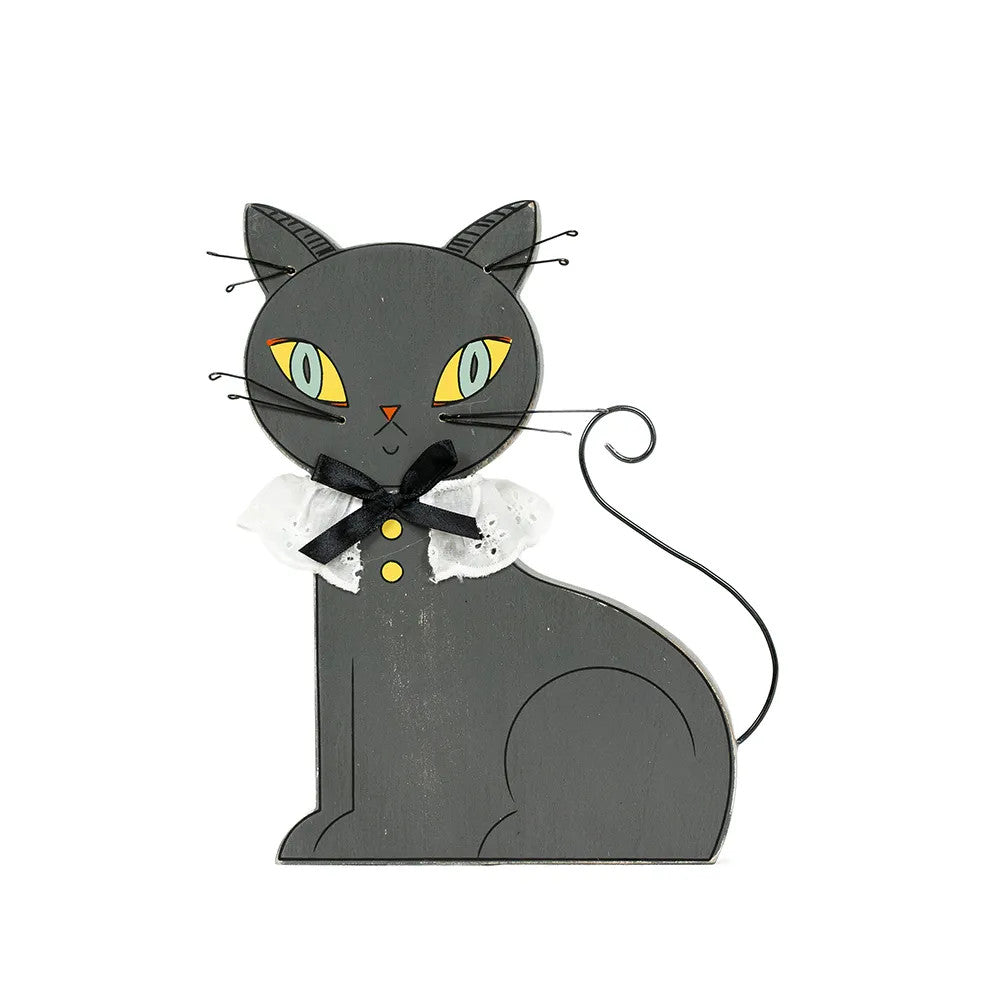 Reversible Cat Wood Shape - Sweet & Spooky