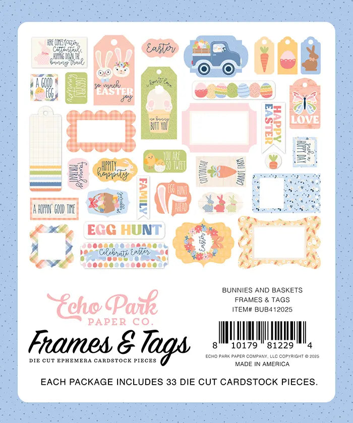View 3 of Bunnies And Baskets Frames & Tags - Echo Park