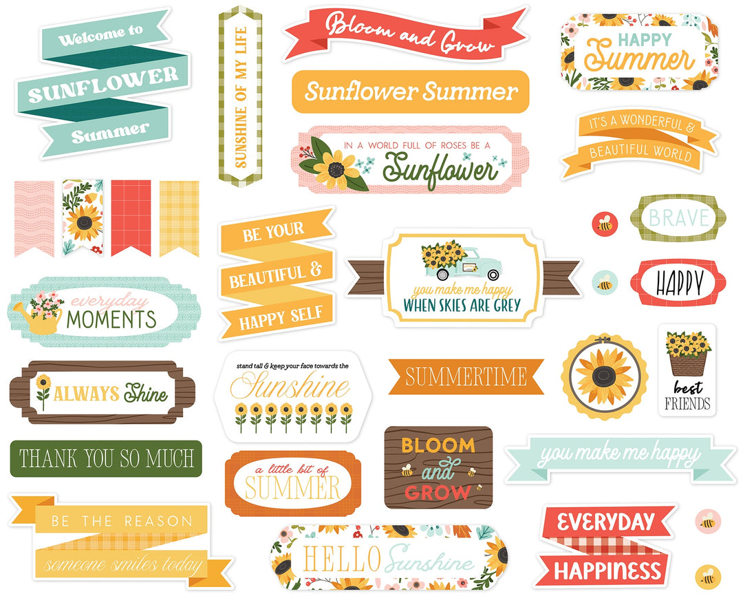 View 2 of Sunflower Summer Titles & Phrases - Carta Bella