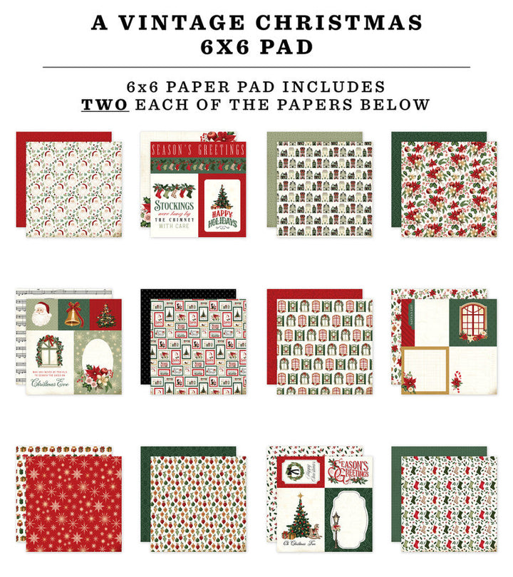 A Vintage Christmas 6' x 6" Paper Pad - Carta Bella