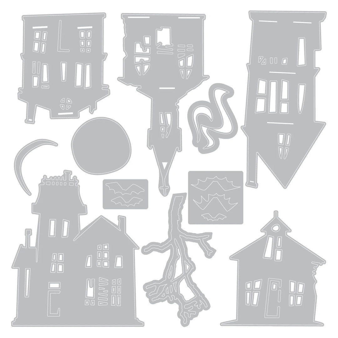 Ghost Town Thinlits Die Set (11 pack) by Tim Holtz (Vault) - Halloween Collection - Sizzix