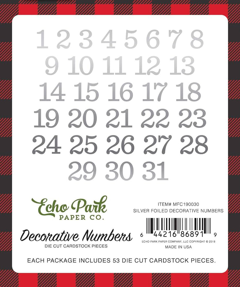 View 2 of Silver Foil Decorative Numbers - My Favorite Christmas - Echo Park -Clearance