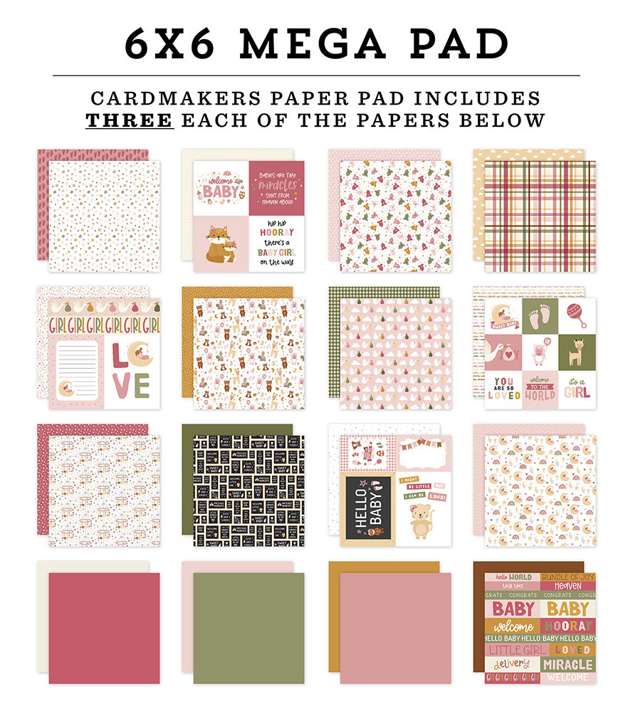 Special Delivery Baby Girl Cardmakers 6" x 6'' Mega Pad - Echo Park
