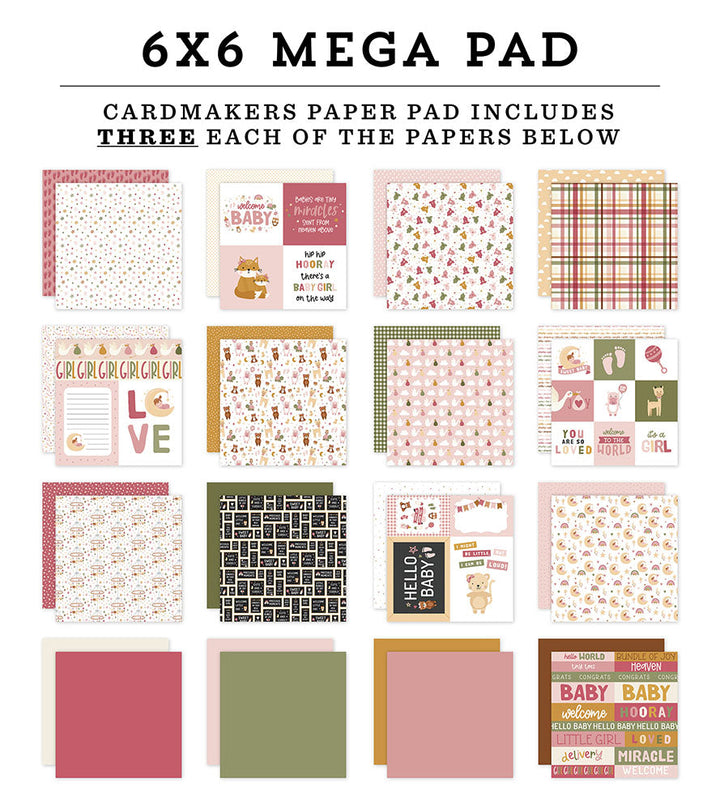 Special Delivery Baby Girl Cardmakers 6" x 6'' Mega Pad - Echo Park