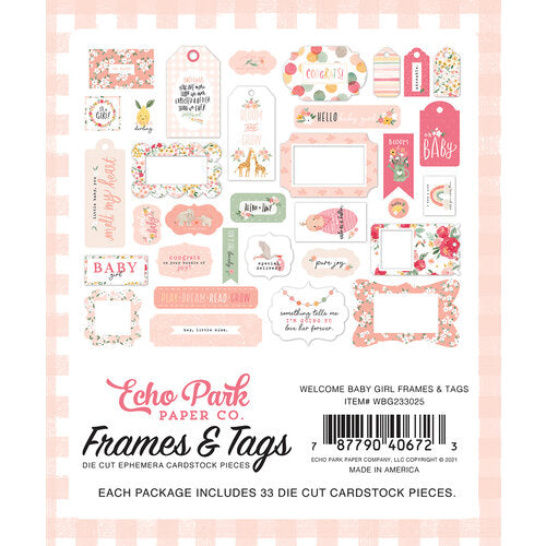Welcome Baby Girl Frames & Tags - Echo Park - Clearance