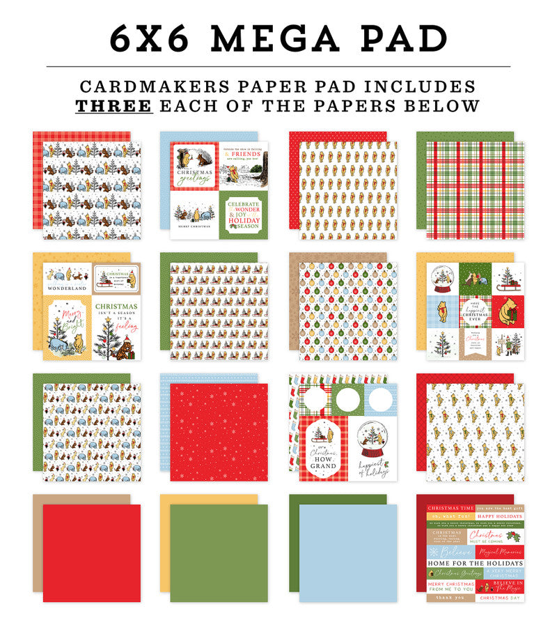 Winnie The Pooh Christmas Cardmakers 6" x 6" Mega Pad - Echo Park