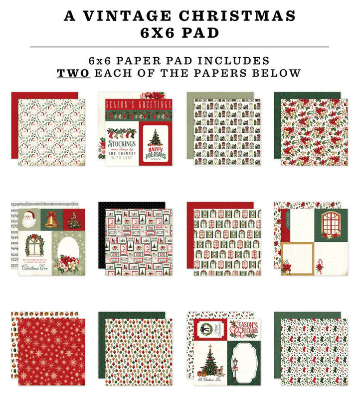 A Vintage Christmas 6' x 6" Paper Pad - Carta Bella