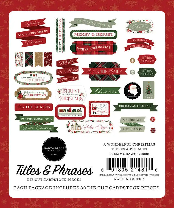 A Wonderful Christmas Titles &  Phrases - Carta Bella