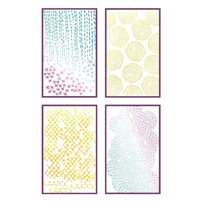 A5 Stencil (4 pack) Stitched Florals by Vicki Boutin - Sizzix