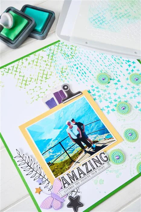 A5 Stencil (4 pack) Stitched Florals by Vicki Boutin - Sizzix