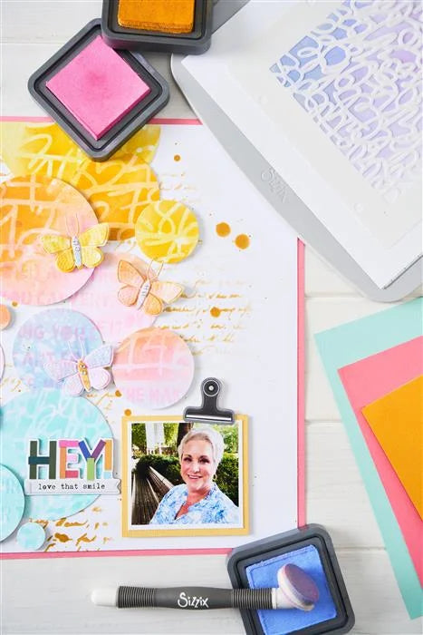 A5 Stencil (4 pack) Words and Numbers by Vicki Boutin - Sizzix