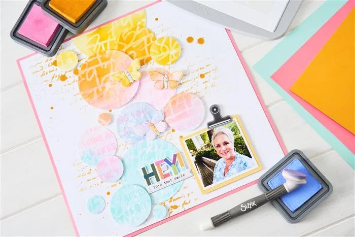 A5 Stencil (4 pack) Words and Numbers by Vicki Boutin - Sizzix