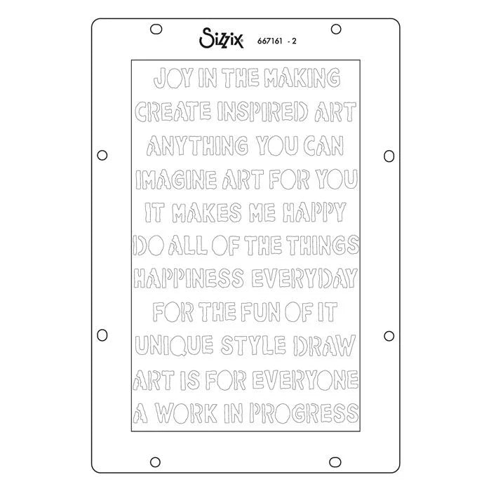 A5 Stencil (4 pack) Words and Numbers by Vicki Boutin - Sizzix