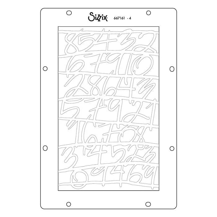 A5 Stencil (4 pack) Words and Numbers by Vicki Boutin - Sizzix
