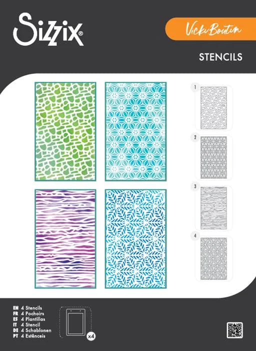 A6 Stencil (4 pack) Background Textures by Vicki Boutin - Sizzix