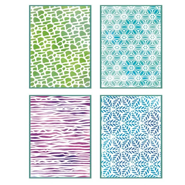 A6 Stencil (4 pack) Background Textures by Vicki Boutin - Sizzix