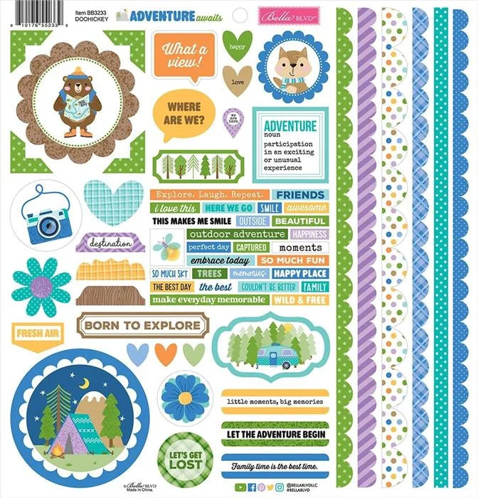 Adventure Awaits Doohickey Cardstock Stickers - Bella Blvd